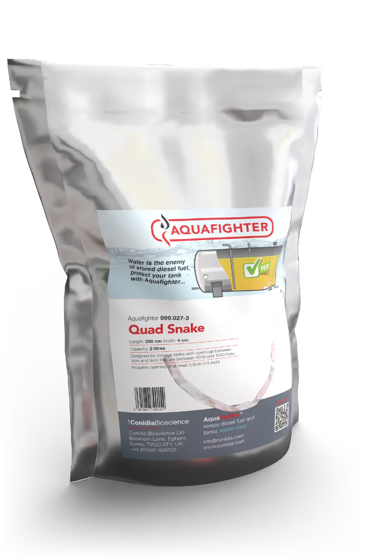 Conidia Aquafighter Quad Snake diesel tank water absorber packaged in retail pouch